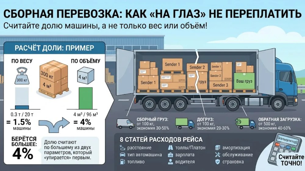 Как рассчитать стоимость перевозки сборных грузов