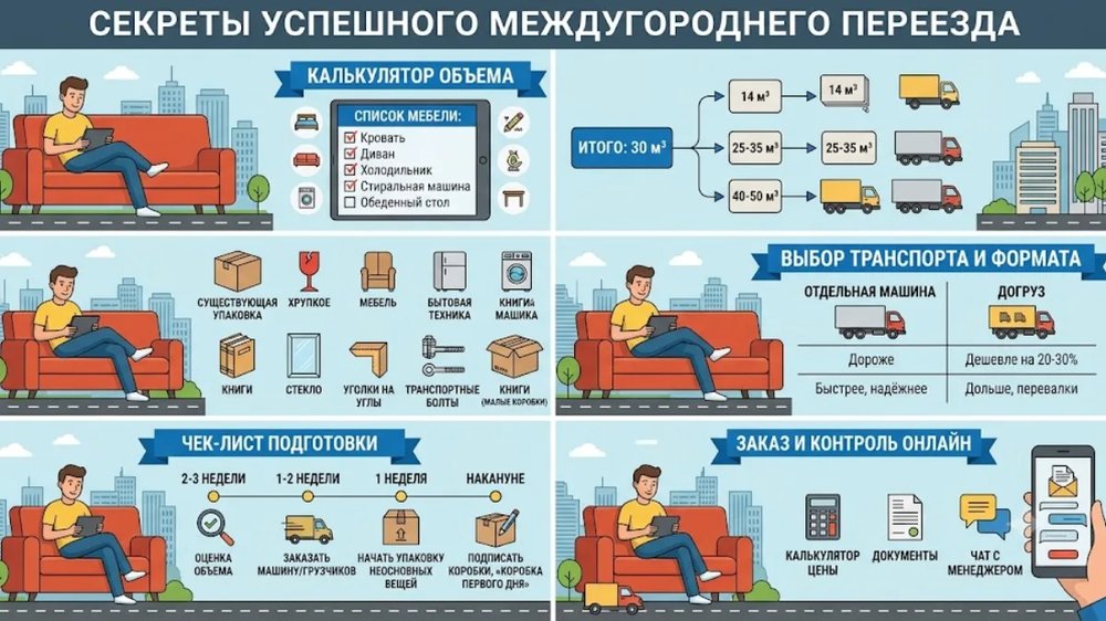 Квартирный переезд между городами: объём, машина, упаковка